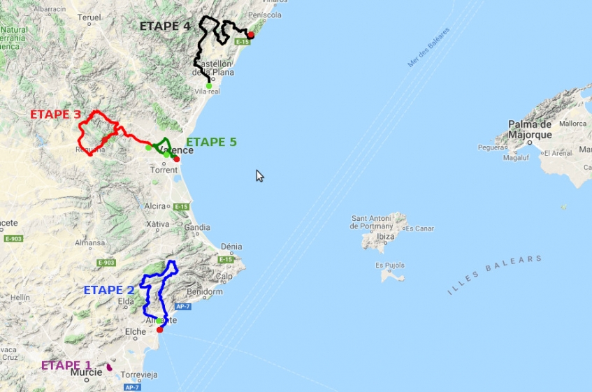 Carte Tour de la Communauté Valencienne 2019