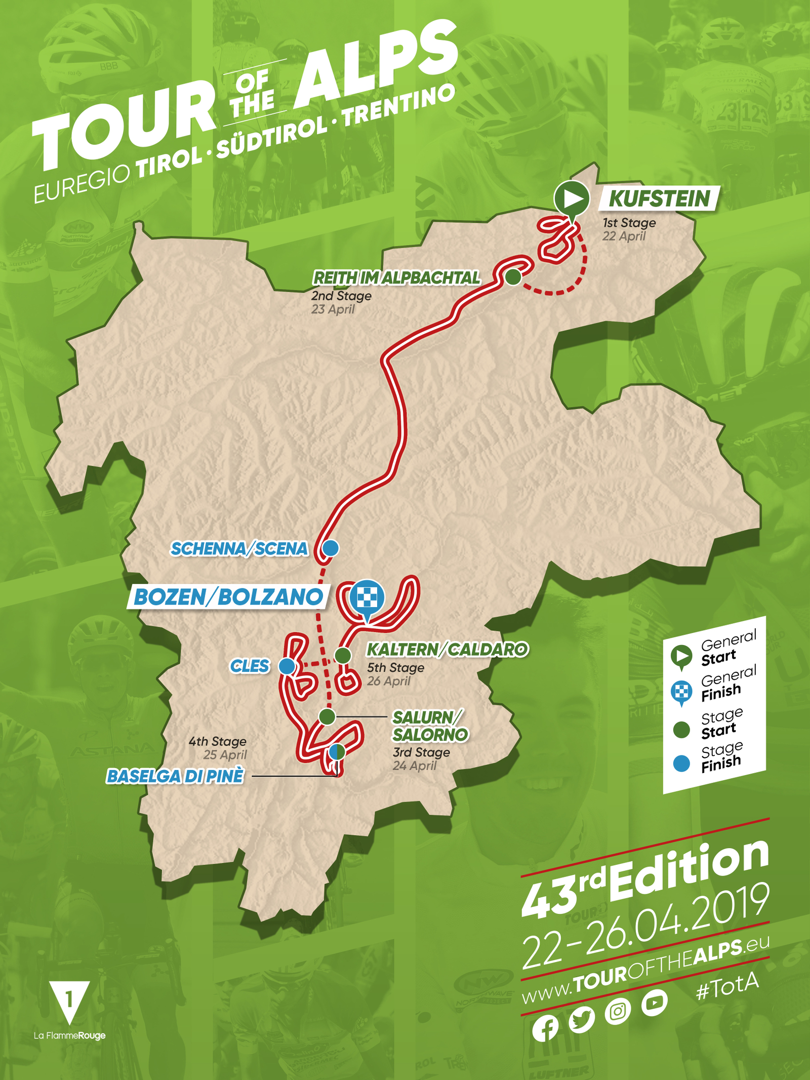 Carte Tour des Alpes 2019