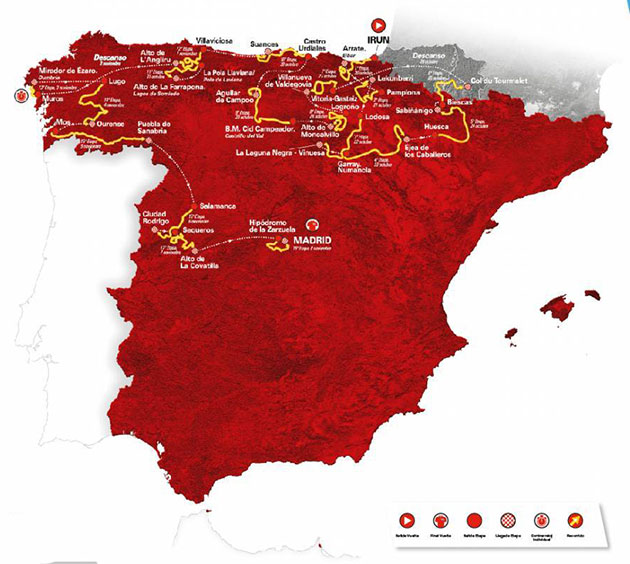 Carte Tour d'Espagne 2020