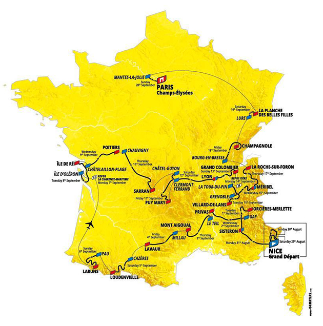 Carte Tour de France 2020