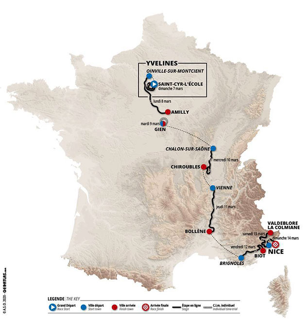 Carte Paris-Nice 2021