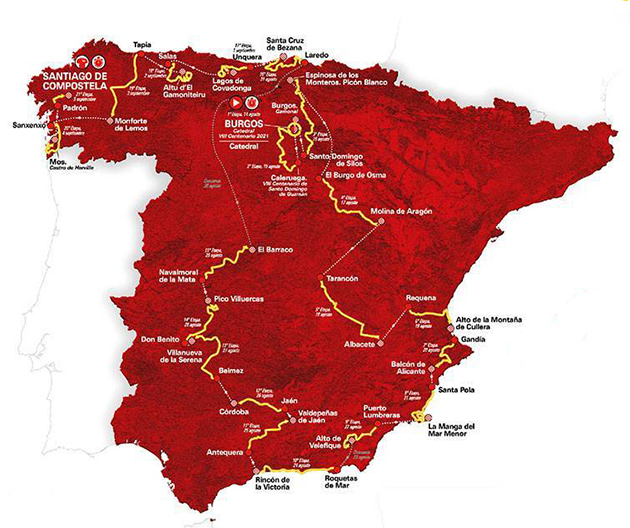 Carte Tour d'Espagne 2021