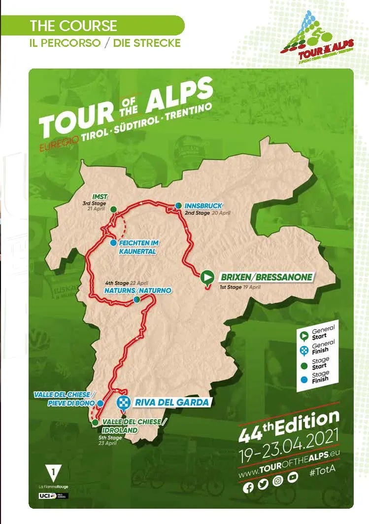 Carte Tour des Alpes 2021
