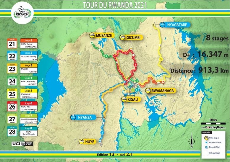 Carte Tour du Rwanda 2021