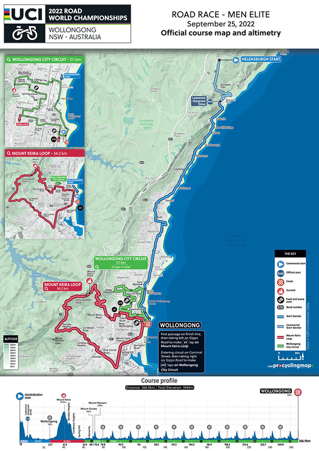 Carte Championnat du Monde sur Route 2022
