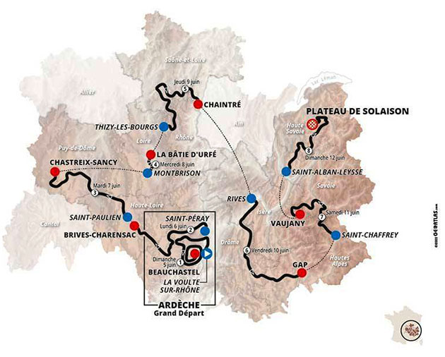 Carte Critérium du Dauphiné 2022