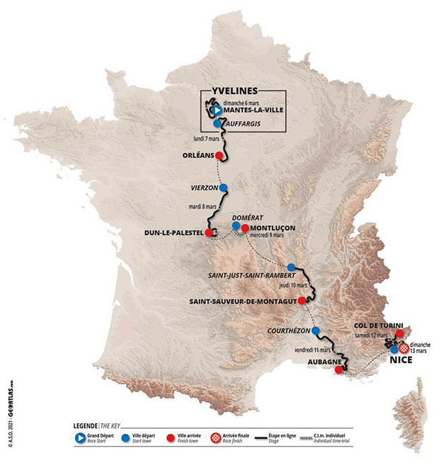 Carte Paris-Nice 2022