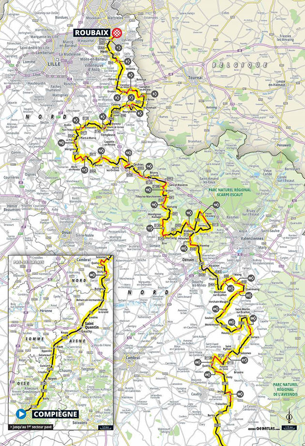 Carte Paris-Roubaix 2022