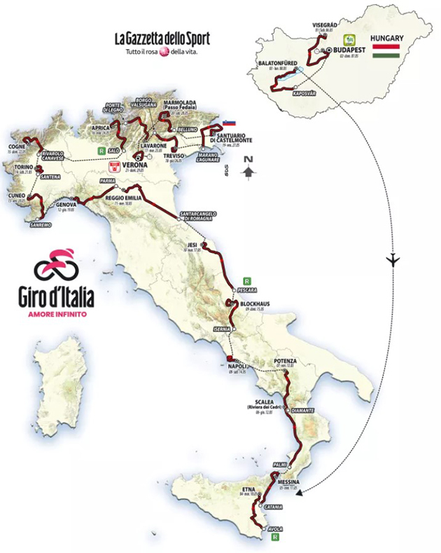 Carte Tour d'Italie 2022