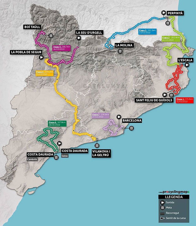 Carte Tour de Catalogne 2022