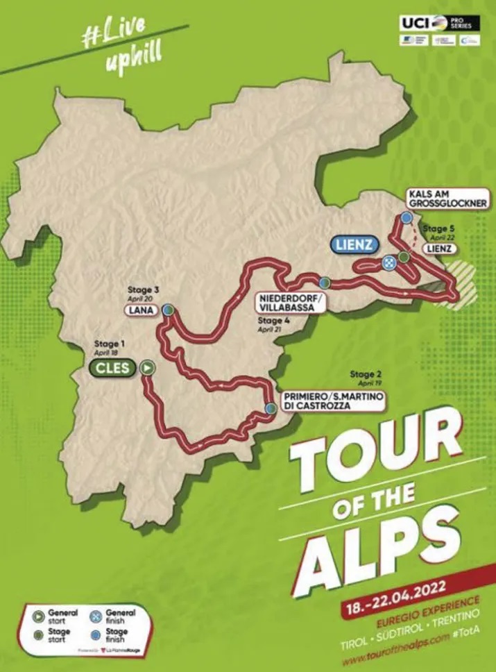 Carte Tour des Alpes 2022