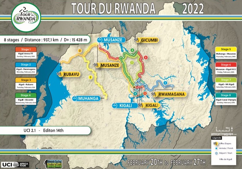Carte Tour du Rwanda 2022