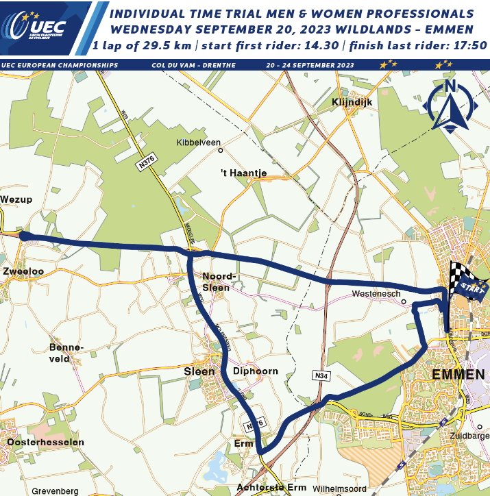 Carte Championnat d'Europe CLM 2023