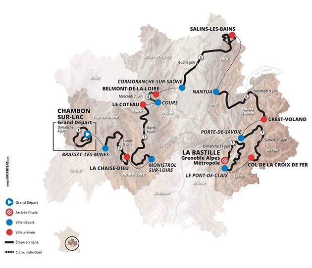 Carte Critérium du Dauphiné 2023