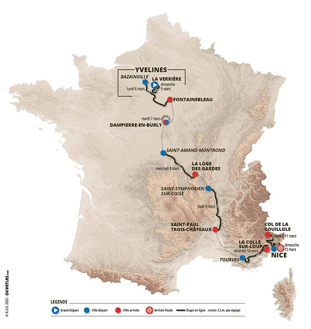 Carte Paris-Nice 2023