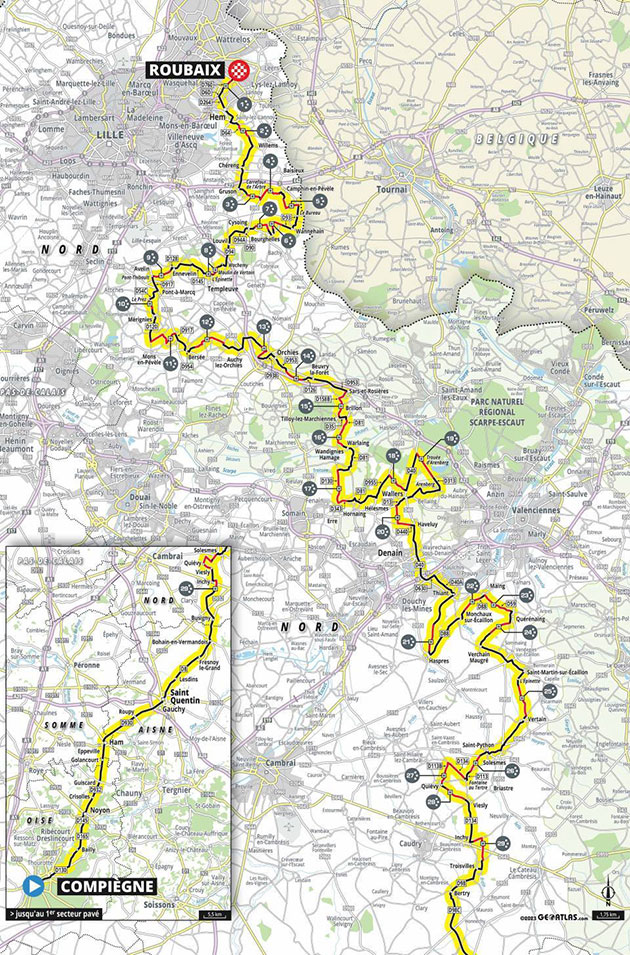 Carte Paris-Roubaix 2023