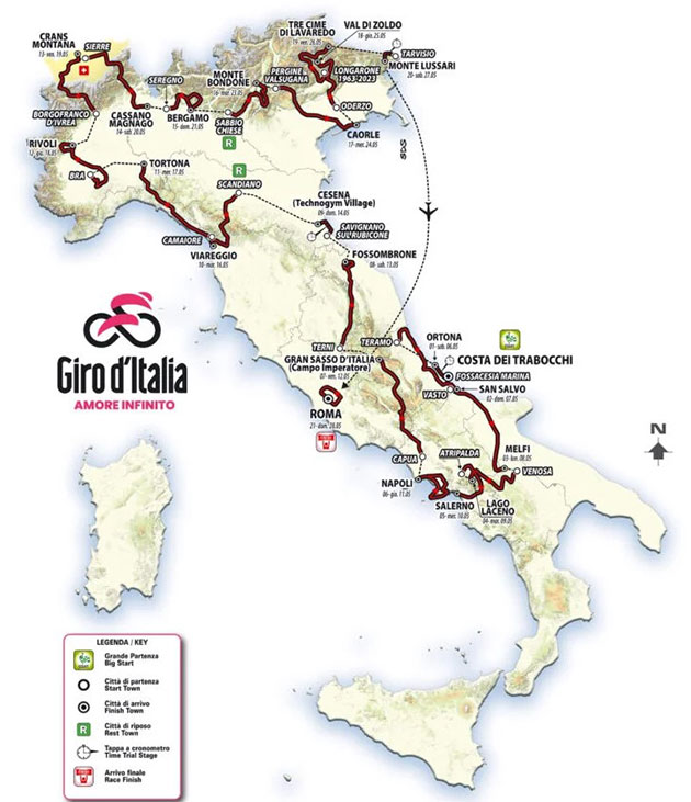 Carte Tour d'Italie 2023