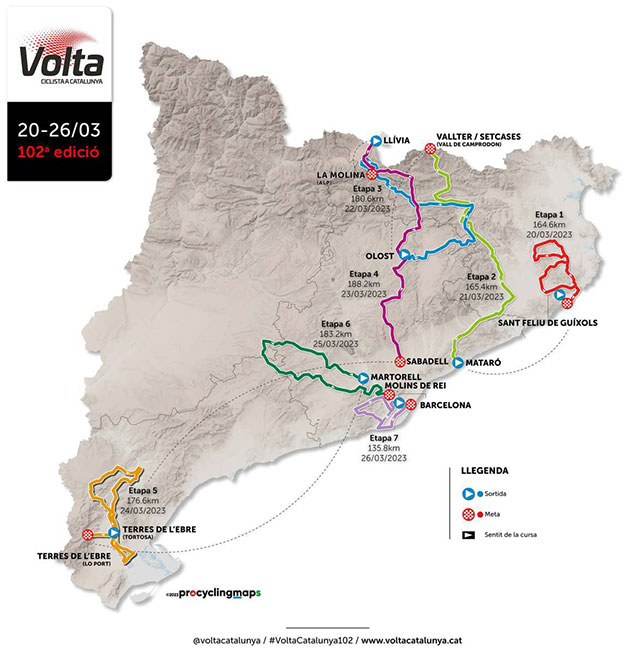 Carte Tour de Catalogne 2023