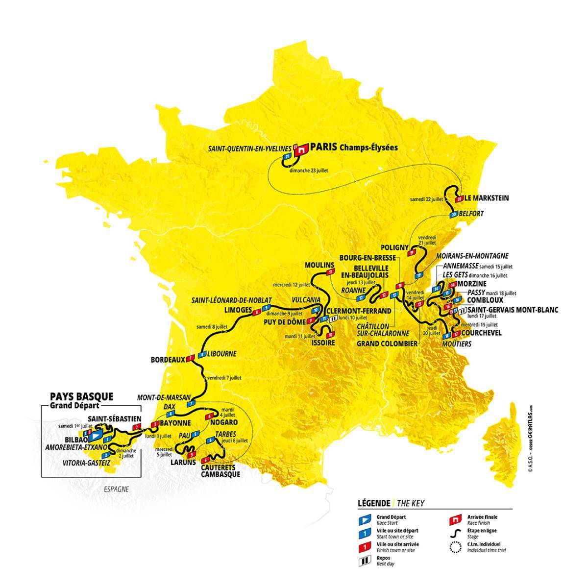 Carte Tour de France 2023
