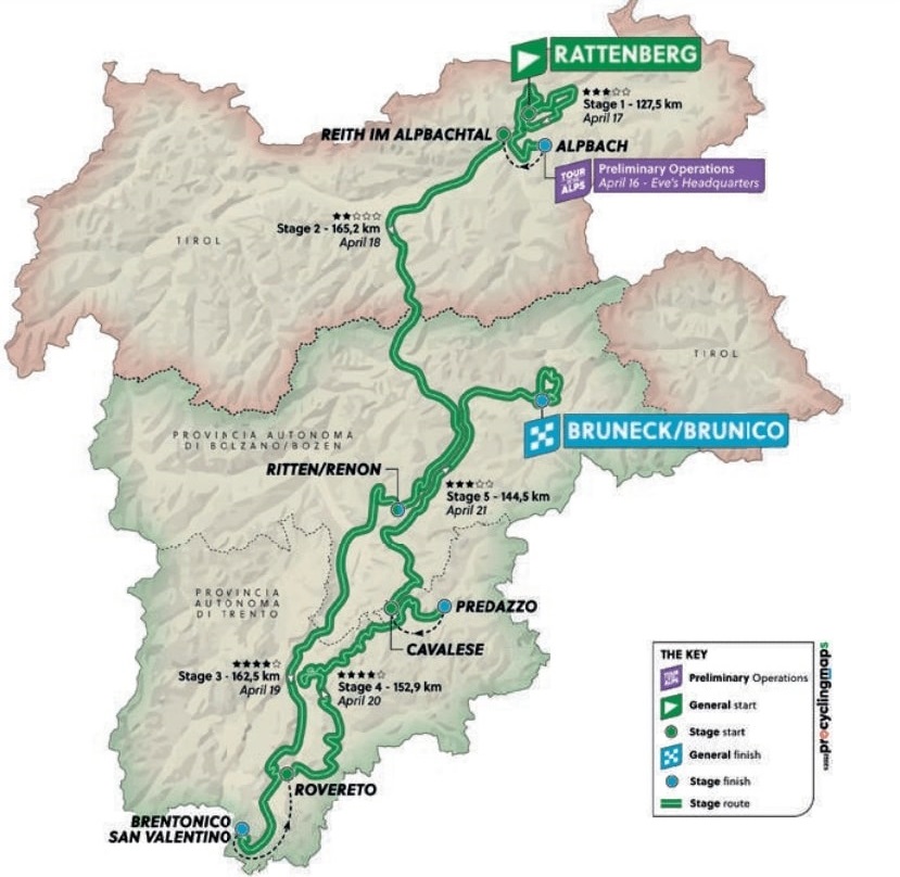 Carte Tour des Alpes 2023