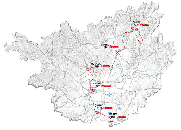 Carte Tour du Guangxi 2023