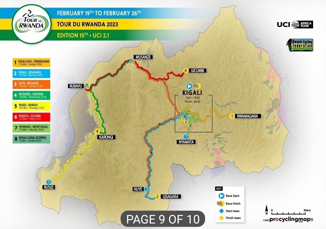 Carte Tour du Rwanda 2023