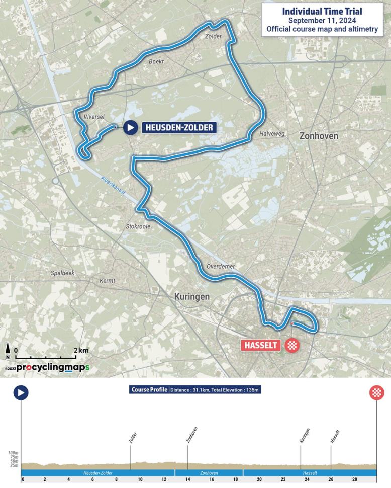 Carte Championnat d'Europe CLM 2024