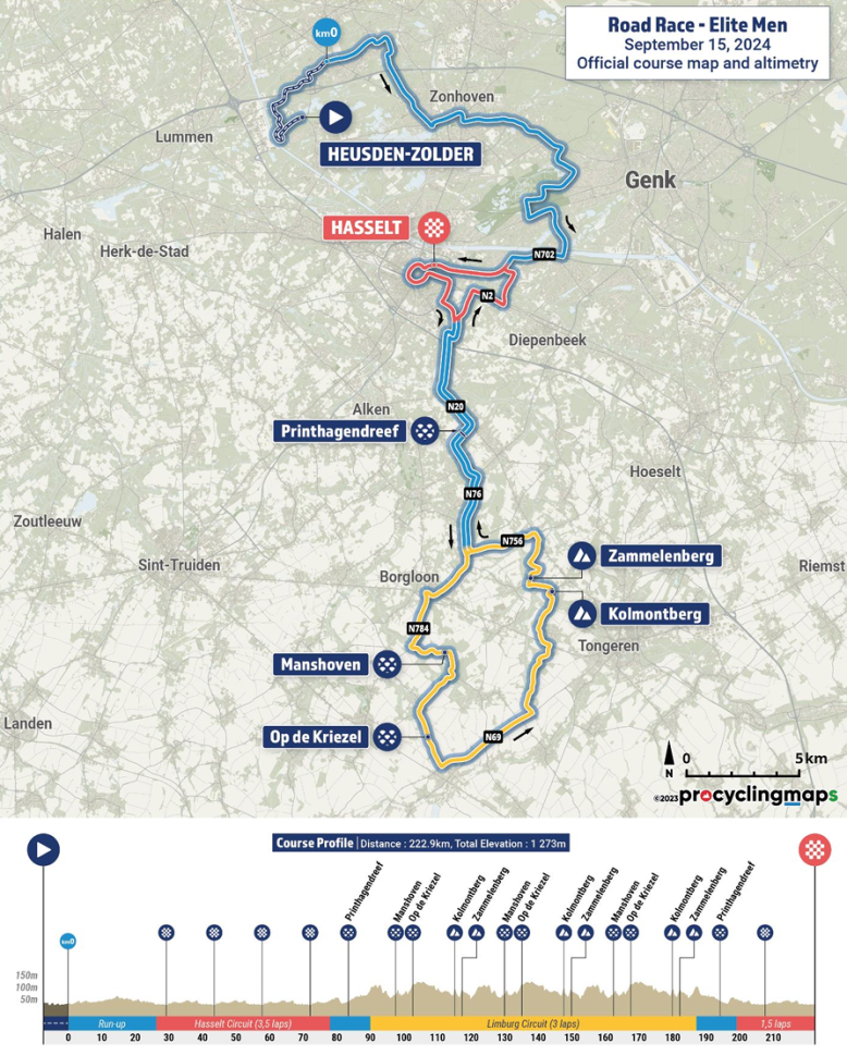 Carte Championnat d'Europe sur Route 2024