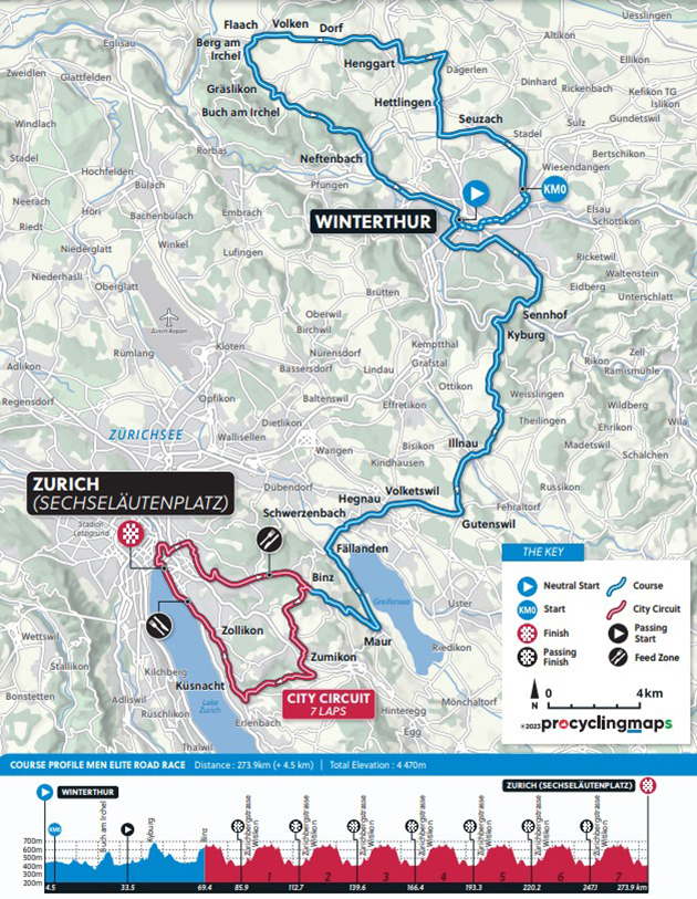 Carte Championnat du Monde sur Route 2024