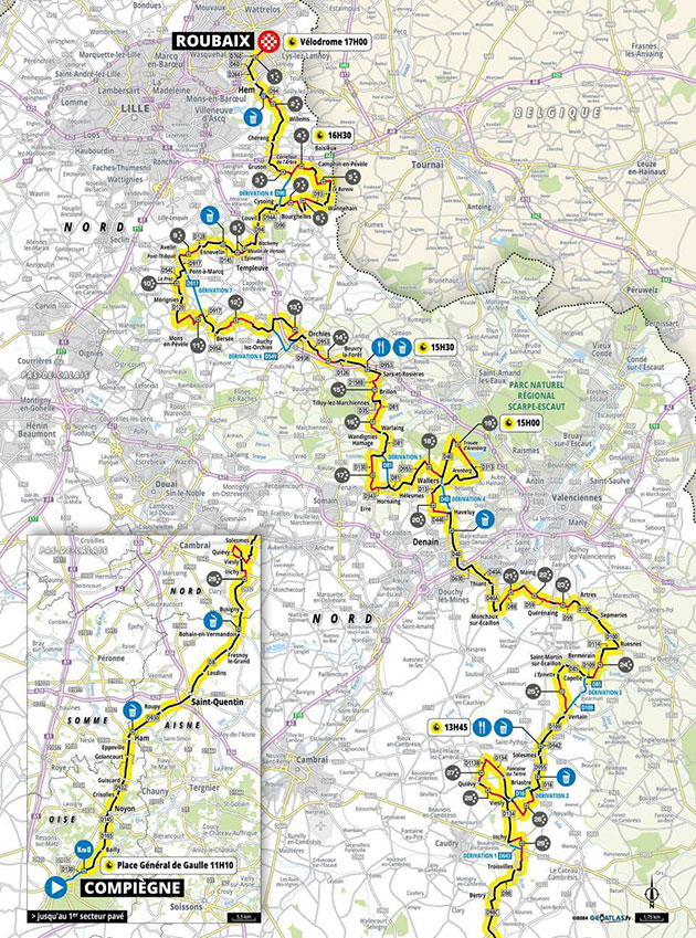 Carte Paris-Roubaix 2024
