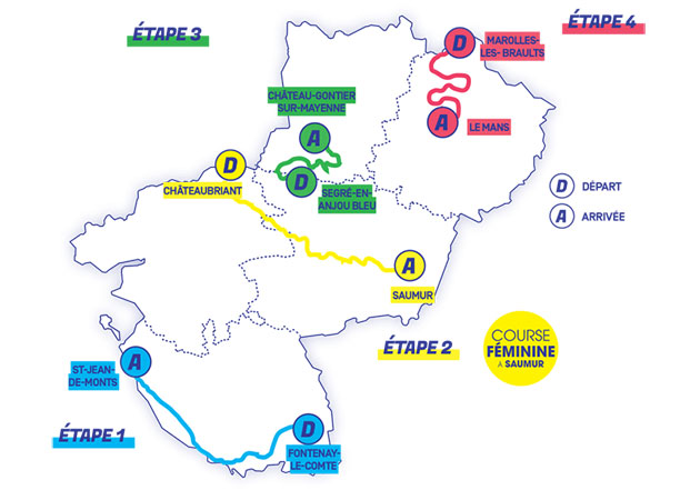 Carte Région Pays de la Loire Tour 2024