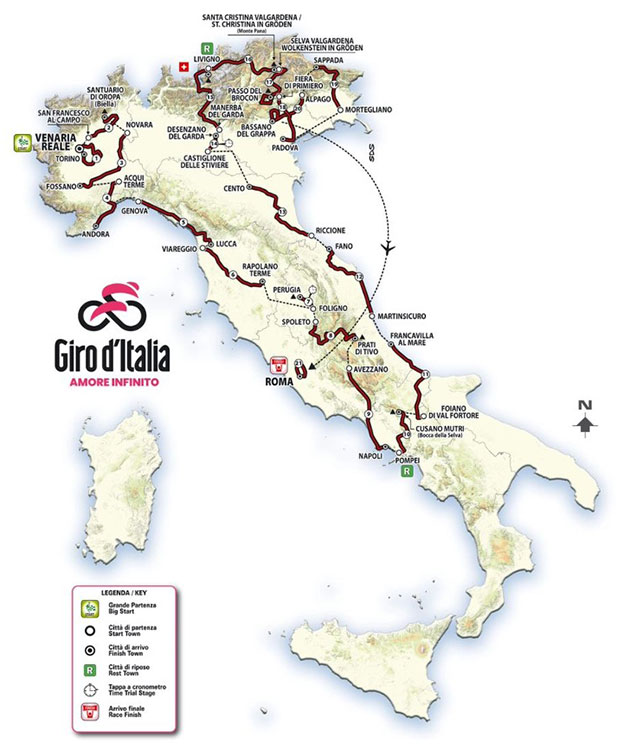 Carte Tour d'Italie 2024