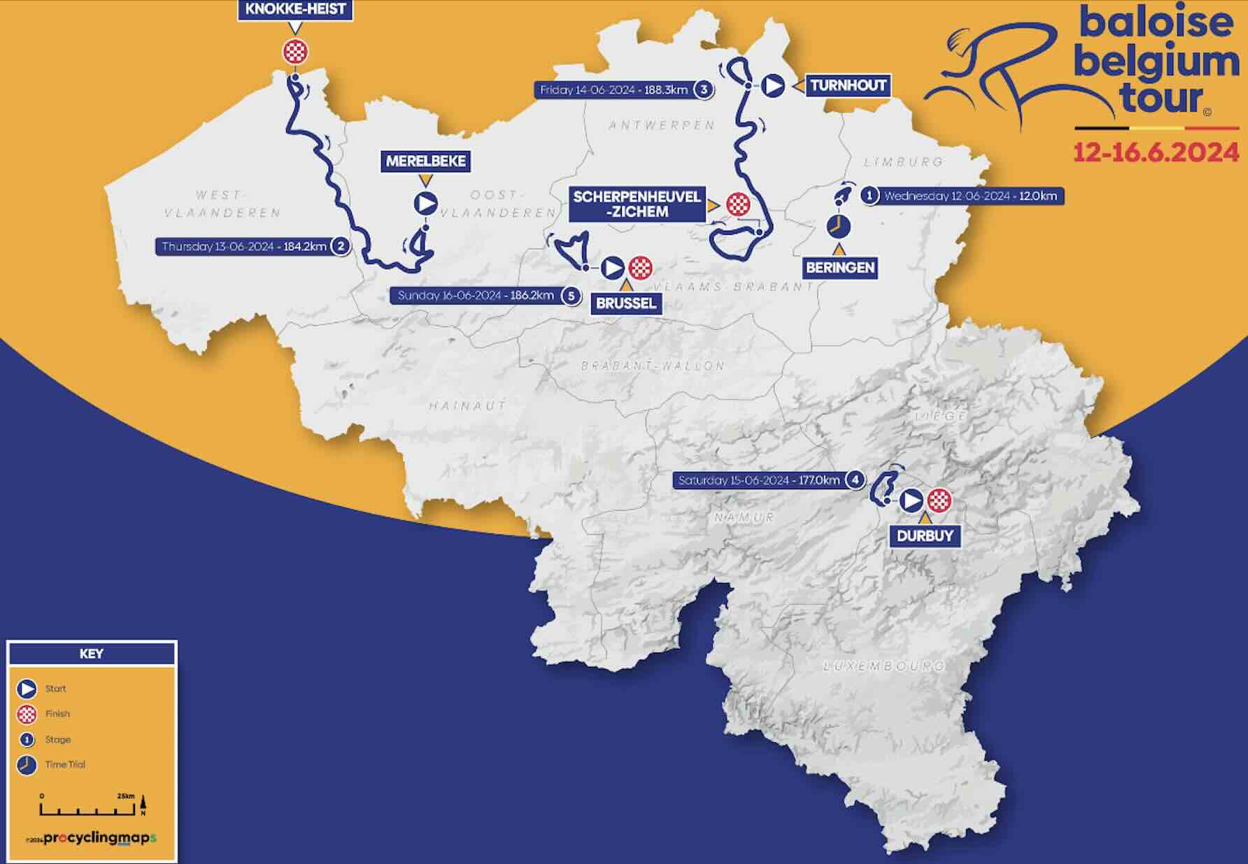 Carte Tour de Belgique 2024
