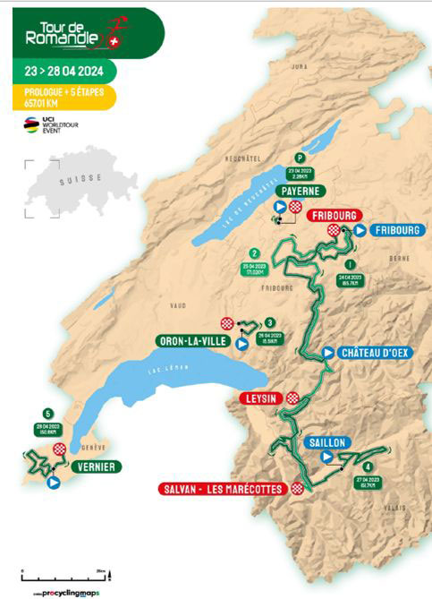 Carte Tour de Romandie 2024