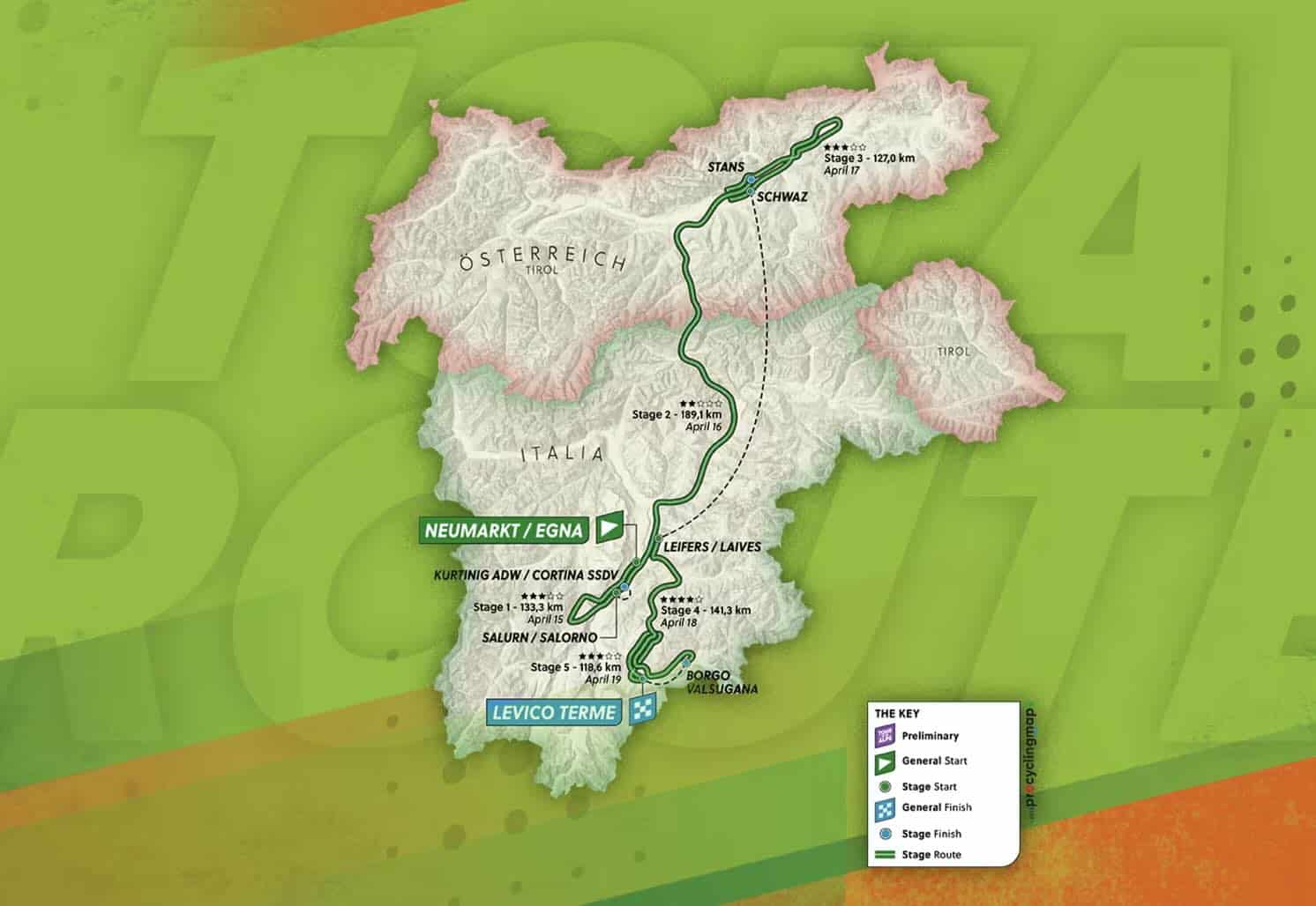 Carte Tour des Alpes 2024