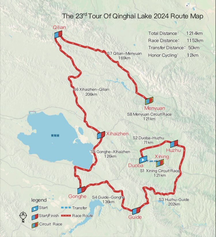 Carte Tour du Lac Qinghai 2024