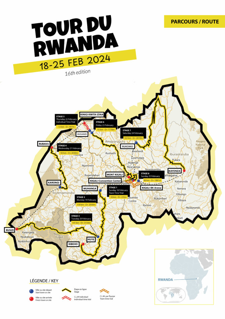 Carte Tour du Rwanda 2024