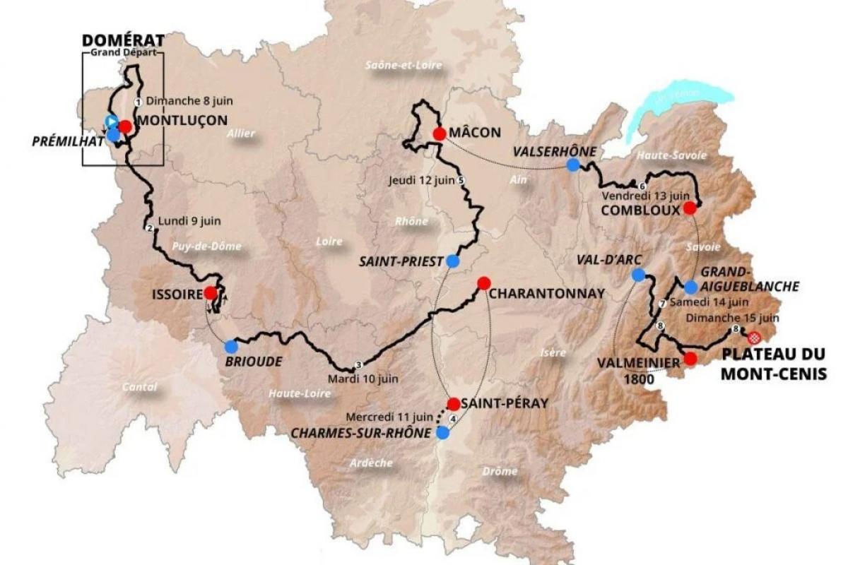 Carte Critérium du Dauphiné 2025