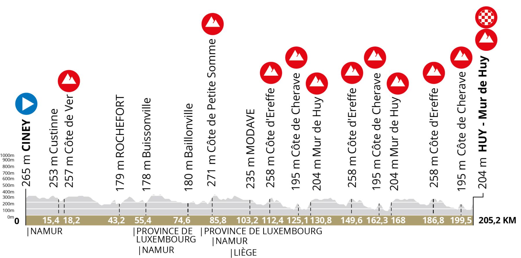 Carte La Flèche Wallonne 2025