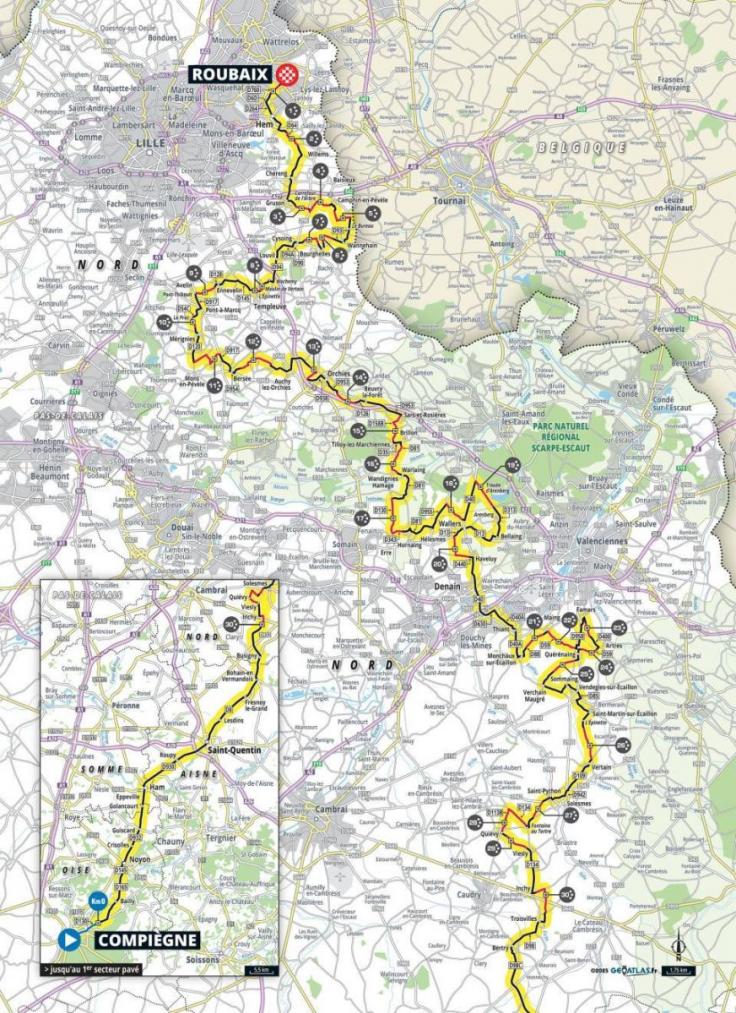 Carte Paris-Roubaix 2025