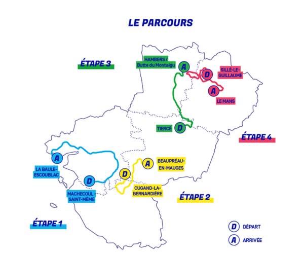 Carte Région Pays de la Loire Tour 2025