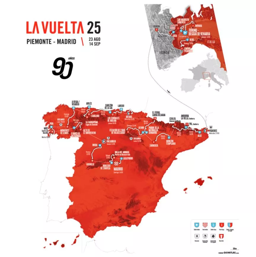 Carte Tour d'Espagne 2025