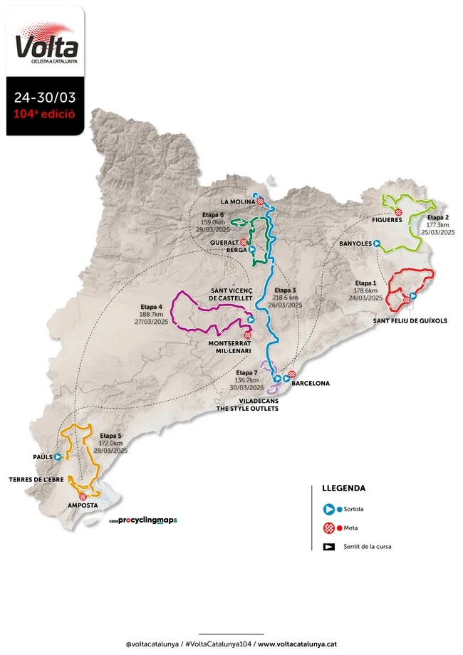 Carte Tour de Catalogne 2025