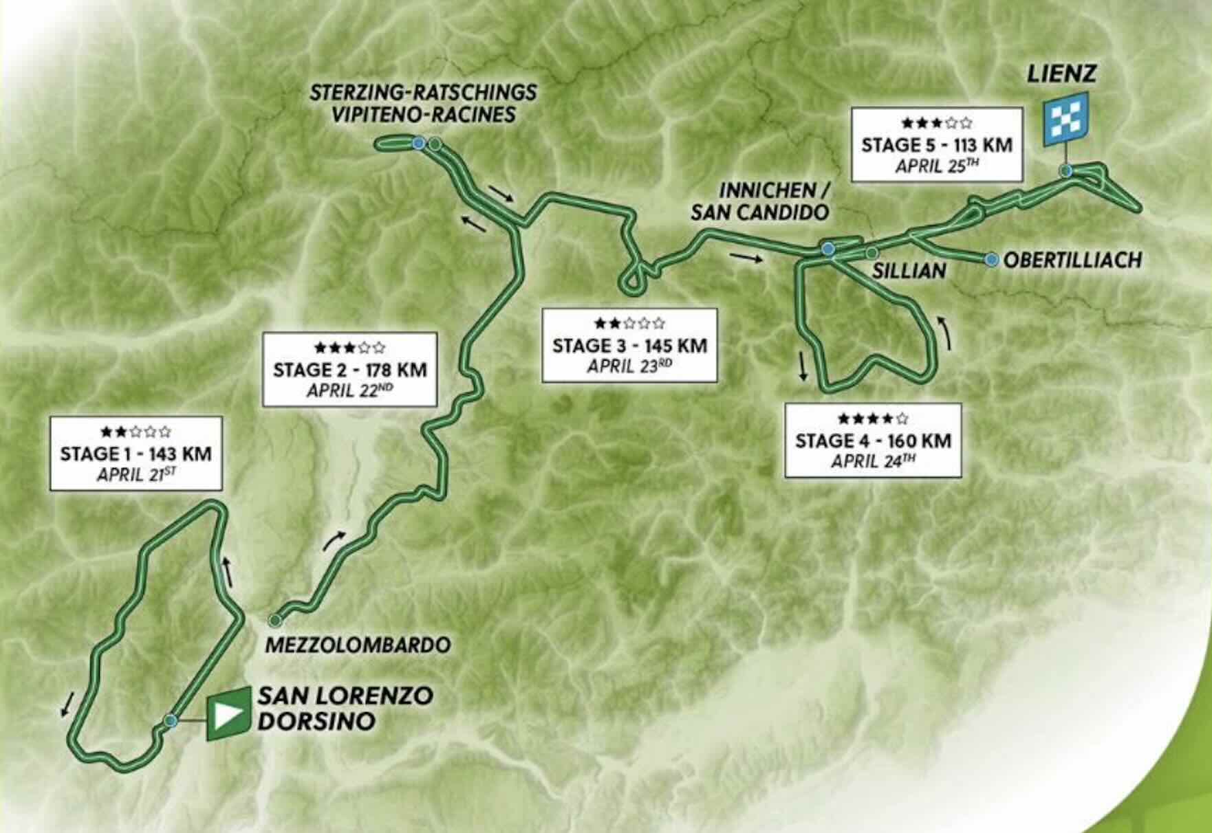 Carte Tour des Alpes 2025