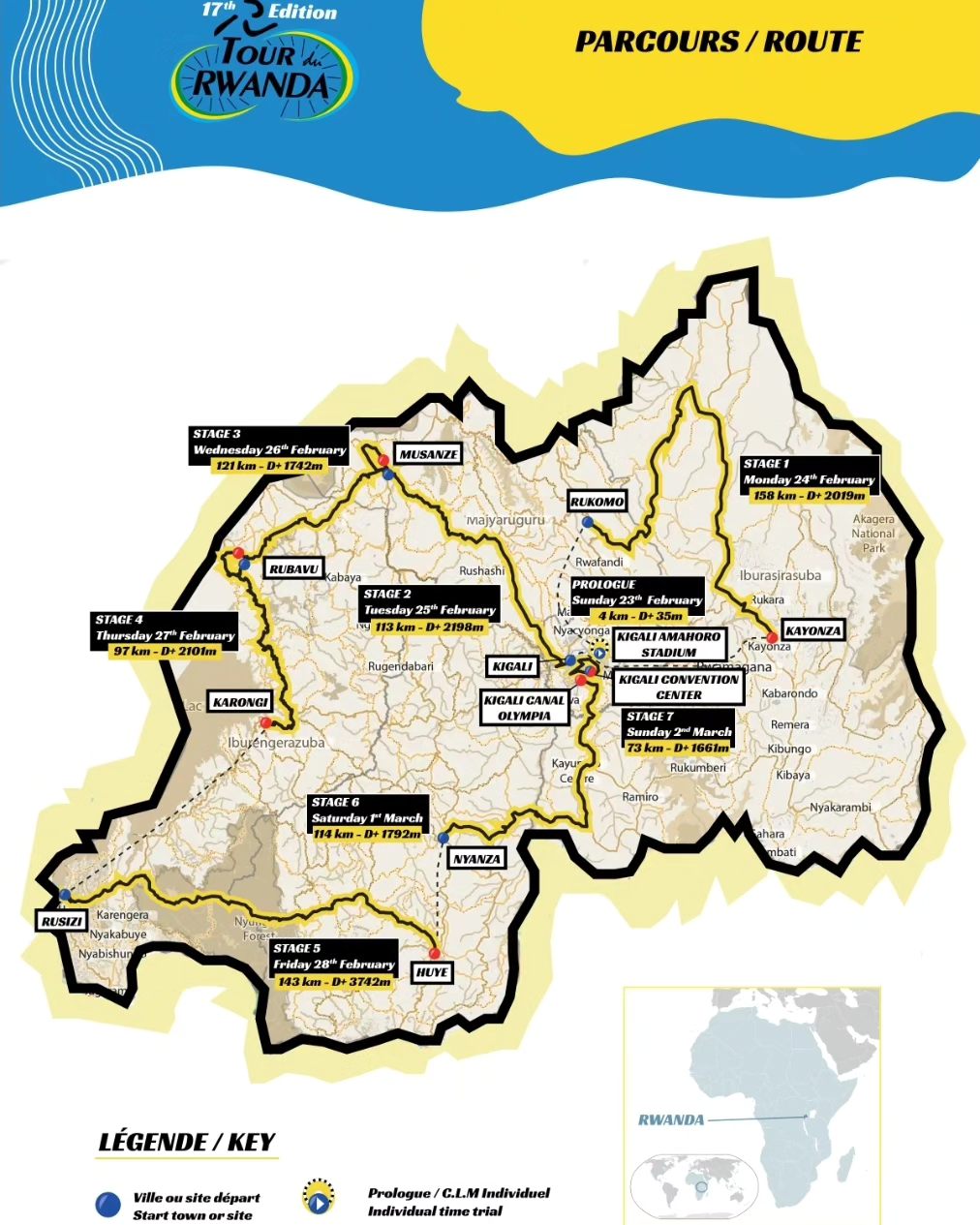 Carte Tour du Rwanda 2025