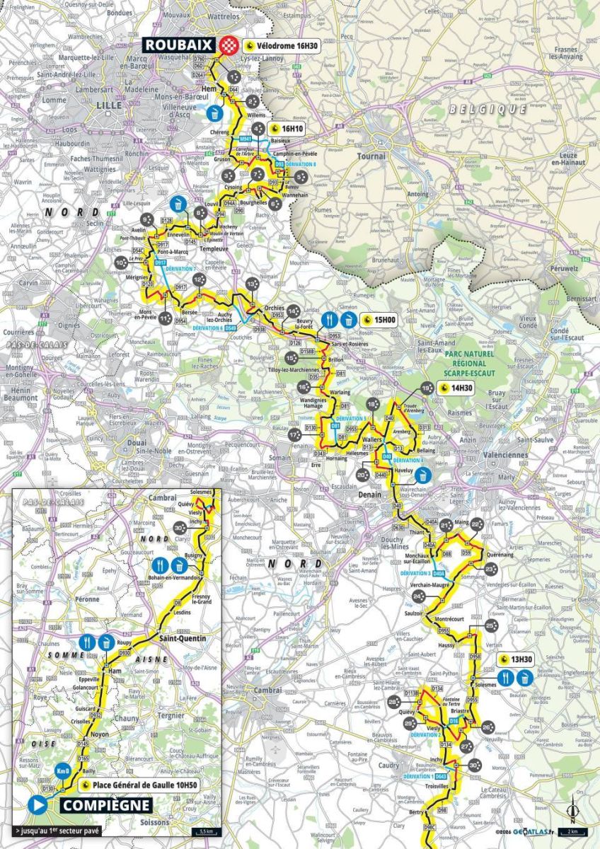 Carte Paris-Roubaix 2026
