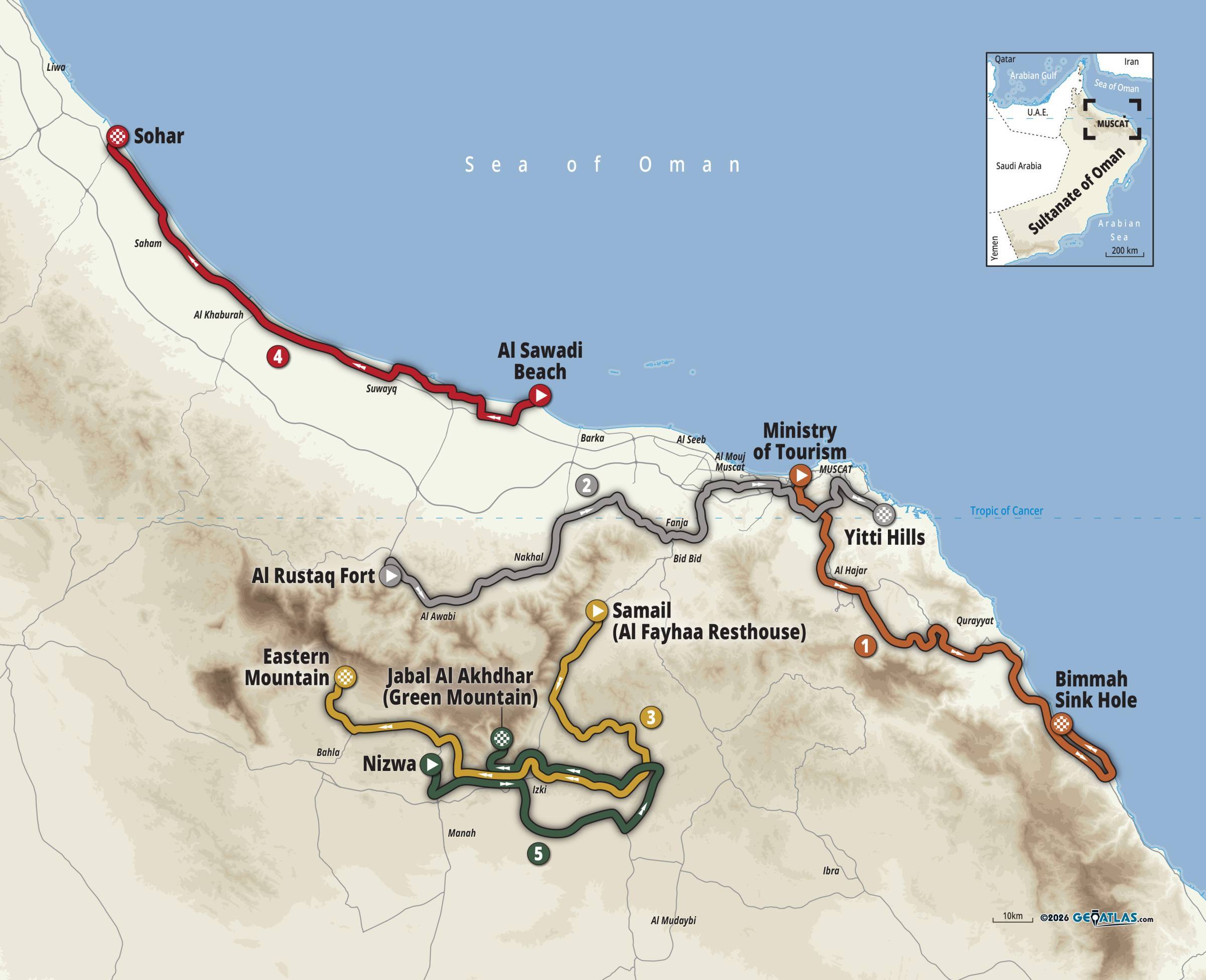 Carte Tour d'Oman 2026